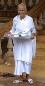Nun with tray of food